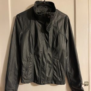 Gray Vegan Leather Jacket